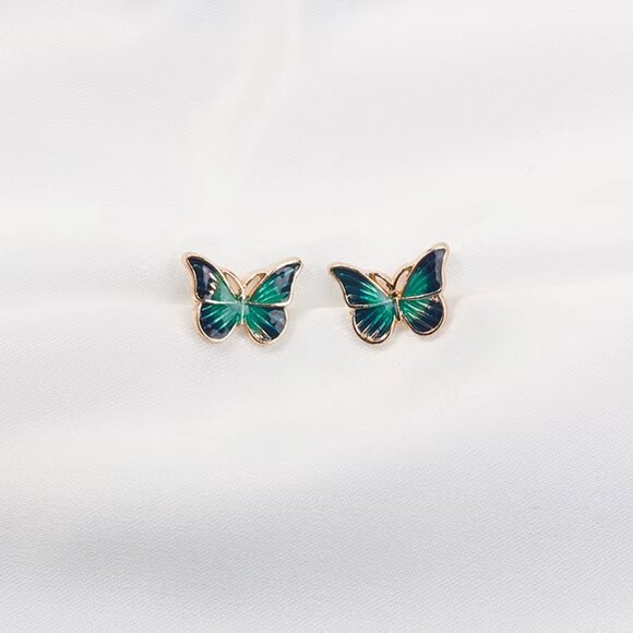 Deep Teal Blue Morpho Butterfly Earrings 🦋 - Picture 10 of 13